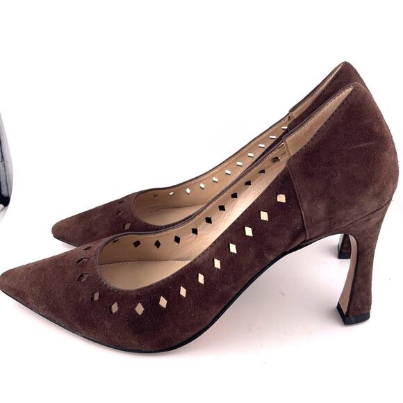 Pelle Moda Brown Suede Pointed Toe Heel Size 7.5M - Picture 2 of 7